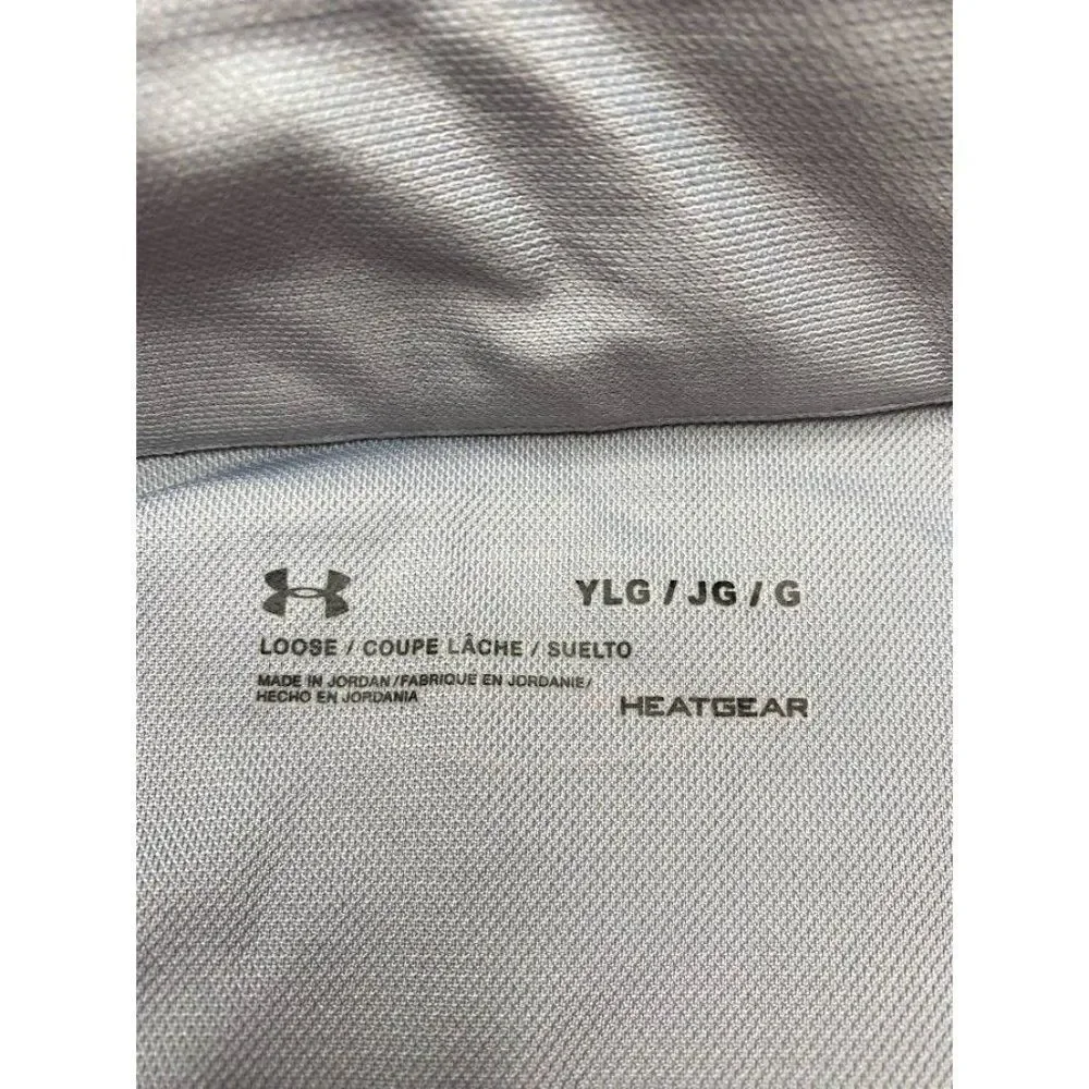 Boys Under Armour Gray Orange Full Zip Track Jacket‎ Loose HeatGear Large YLG